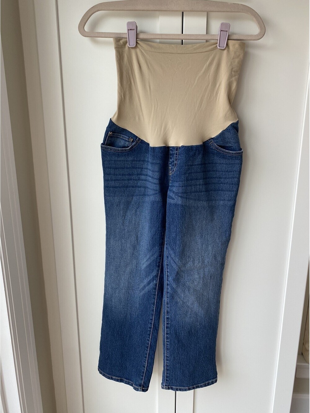 Oh Baby By Motherhood Cropped Denim Jeans Medium Cotton Straight Leg maternity